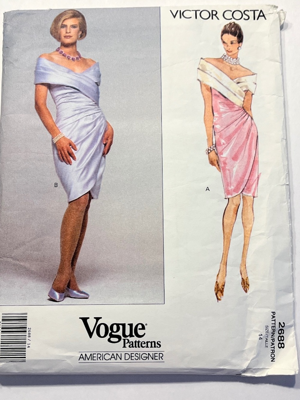 Vogue Pattern 2688 Victor Costa Off-the-Shoulder Dress NEW Size 14